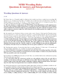 NFHS Wrestling Rules Questions & Answers and Interpretations