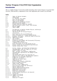 Nuclear Weapons FAQ (NWFAQ) Organization Back to Main Index
