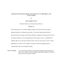 The Branch Davidian Siege and Its Impact on the Media and Scholarship
