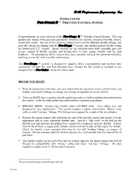 Instructions Pro-Stage Ii ™ Throttle Control System