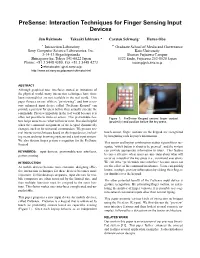 Interaction Techniques for Finger Sensing Input Devices