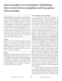 Intersectionality, Lost in Translation? (Re)Thinking Inter-Sections Between Anglophone and Francophone Intersectionality