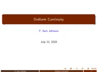 Uniform Continuity