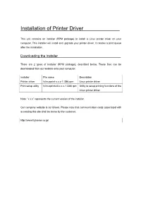 Installation of Printer Driver