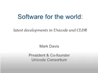 Latest Developments in Unicode and CLDR