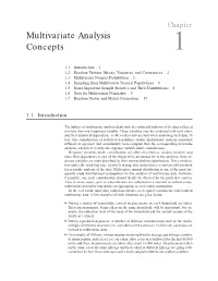 Multivariate Analysis Concepts 1