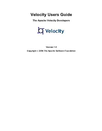 Velocity Users Guide