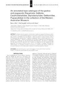 An Annotated Type Catalogue of the Geckos and Pygopods