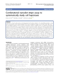 Combinatorial Nanodot Stripe Assay to Systematically Study Cell Haptotaxis Mcolisi Dlamini1,2,3, Timothy E