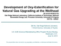 Development of Oxy-Esterification for Natural Gas Upgrading at The