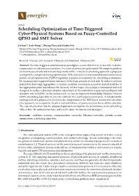 Scheduling Optimization of Time-Triggered Cyber-Physical Systems Based on Fuzzy-Controlled QPSO and SMT Solver