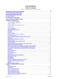 VOLLEYBALL Table of Contents (Click on an Item to Jump Directly to That Section) Page IMPORTANT DATES and DEADLINES