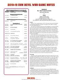 2018-19 Sun Devil Wbb Game Notes