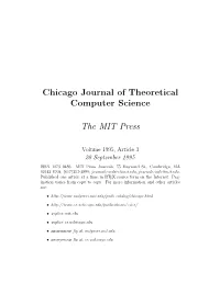 Chicago Journal of Theoretical Computer Science the MIT Press