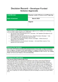 Decision Record – Developer Funded Scheme Approvals
