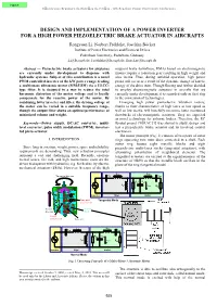 Design and Implementation of a Power Inverter for a High Power Piezoelectric Brake Actuator in Aircrafts