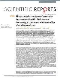First Crystal Structure of an Endo- Levanase – the BT1760 from A
