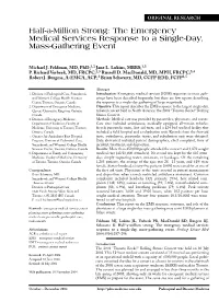 Medical Services Response to a Single-Day, Mass-Gathering Event