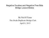 Negative Doubles and Negative Free Bids Bridge Lesson/Slides by Neil