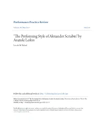 The Performing Style of Alexander Scriabin