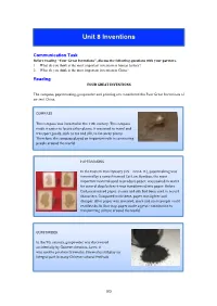 Unit 8 Inventions