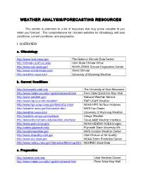 Weather Analysis/Forecasting Resources