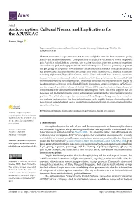 Anticorruption, Cultural Norms, and Implications for the APUNCAC
