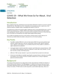 COVID-19 – What We Know So Far About…Viral Detection