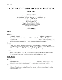 Curriculum Vitae of F. Michael Higginbotham