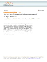 Helium Compounds at High Pressure ✉ ✉ Jingming Shi 1, Wenwen Cui 1, Jian Hao1,2, Meiling Xu1, Xianlong Wang 3 & Yinwei Li 1