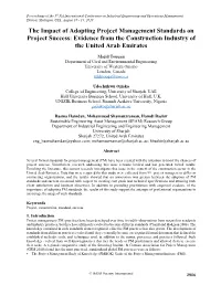 ID 588 the Impact of Adopting Project Management Standards on Project Success