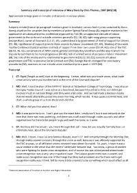 Summary and Transcript of Interview of Mary Davis by Chris Thomas, 2007 (803/18)