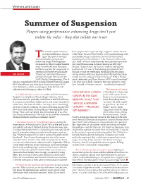 Summer of Suspension Players Using Performance-Enhancing Drugs Don’T Just Violate the Rules—They Also Violate Our Trust