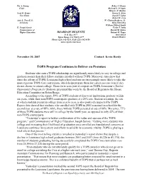 TOPS Program Continues to Deliver on Promises