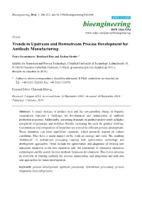 Trends in Upstream and Downstream Process Development for Antibody Manufacturing