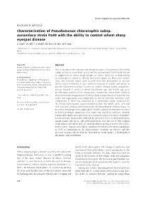 Characterisation of Pseudomonas Chlororaphis Subsp. Aurantiaca Strain Pa40 with the Ability to Control Wheat Sharp Eyespot Disease Z