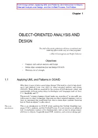 Object-Oriented Analysis and Design (OOA/D)