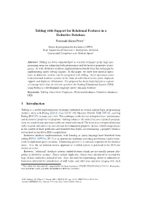 Tabling with Support for Relational Features in a Deductive Database 1 Introduction