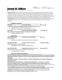 Jeremy M. Mikecz Lebanon, NH 03766 Jeremy.M.Mikecz@Dartmouth.Edu