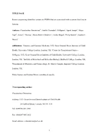 TITLE PAGE Exome Sequencing Identifies Variants in FKBP4 That Are