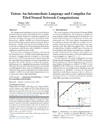 Triton: an Intermediate Language and Compiler for Tiled Neural Network Computations