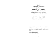 2011 ADVANCE REPORTS New York Yearly Meeting of the Religious