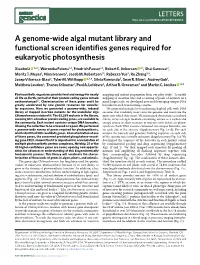 A Genome-Wide Algal Mutant Library and Functional Screen Identifies Genes Required for Eukaryotic Photosynthesis