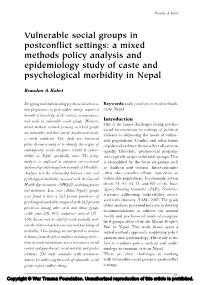 A Mixed Methods Policy Analysis and Epidemiology Study of Caste and Psychological Morbidity in Nepal