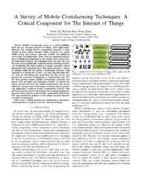 A Survey of Mobile Crowdsensing Techniques: a Critical Component for the Internet of Things
