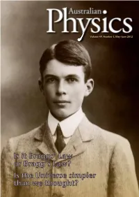 AUSTRALIAN PHYSICS 67 EDITORIAL Centenary Of