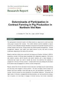 Determinants of Participation in Contract Farming in Pig Production in Northern Viet Nam