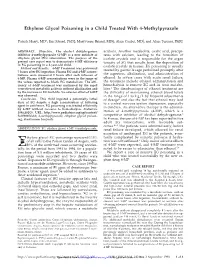 Ethylene Glycol Poisoning in a Child Treated with 4-Methylpyrazole