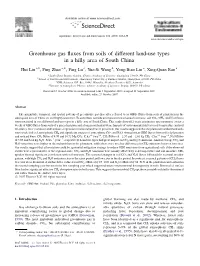 Greenhouse Gas Fluxes from Soils of Different Land-Use Types in a Hilly