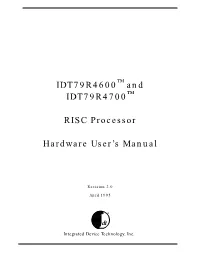 IDT79R4600 and IDT79R4700 RISC Processor Hardware User's Manual